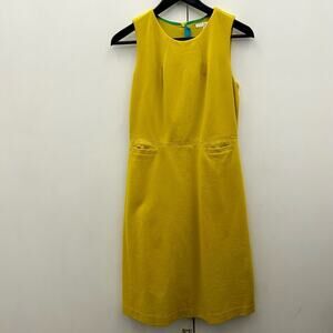 Boden Women’s 60s Retro Chartreuse Yellow Sleeveless Ponte Dress, Size 4
